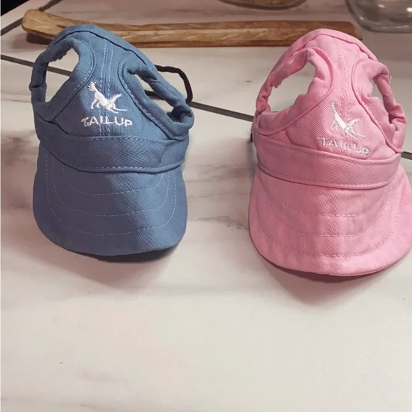 Tail Up Blue and Pink Dog Visor Caps - Picture 1 of 2